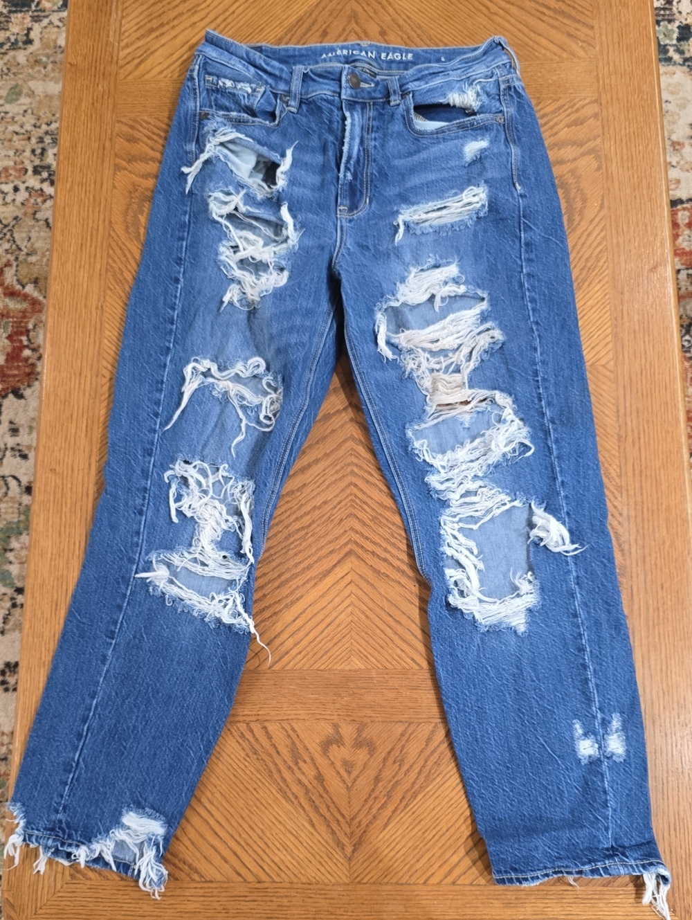 American Eagle Outfitters Blue Ripped Mom Jeans